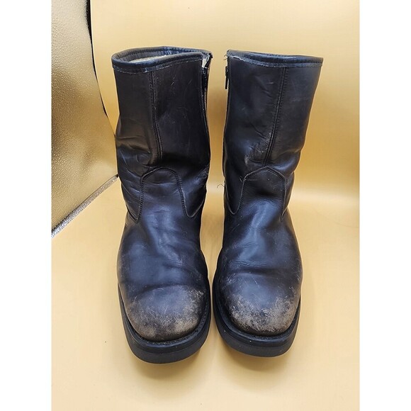 VTG Field & Stream Black Leather Insulated Boots Zip Side Almond Toe Men Sz 10EE - Picture 3 of 11